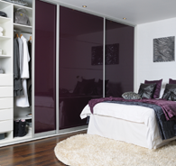 fitted sliding door wardrobe aubergine high gloss